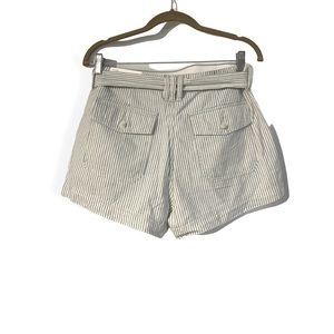 American Eagle, high rise white shorts with blue stripes, size 6